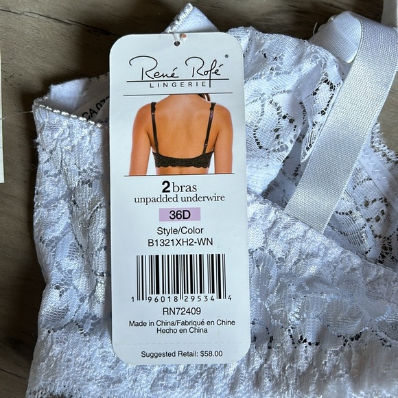 René Rofé white lace bra 36D NWT - Picture 5 of 8